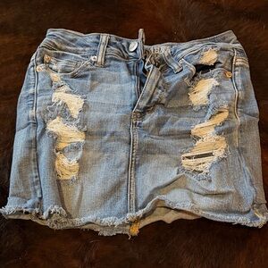 American Eagle Outfitters Ripped Blue Mini Skirt
